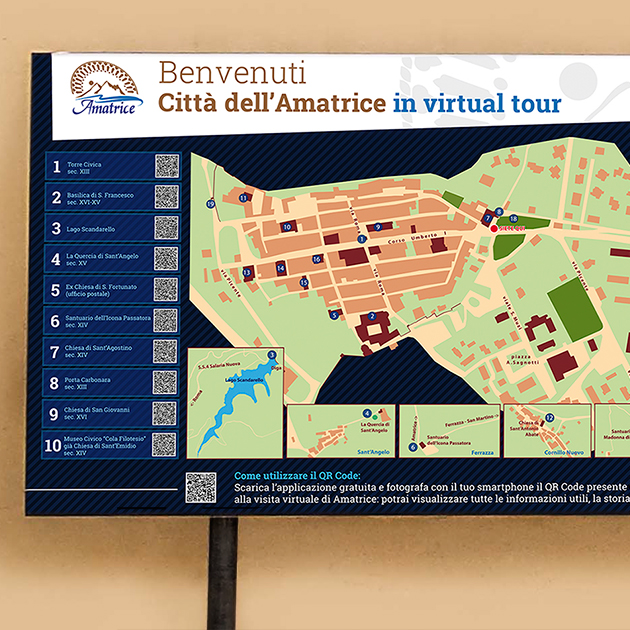 pannello informativo con qr code amatrice